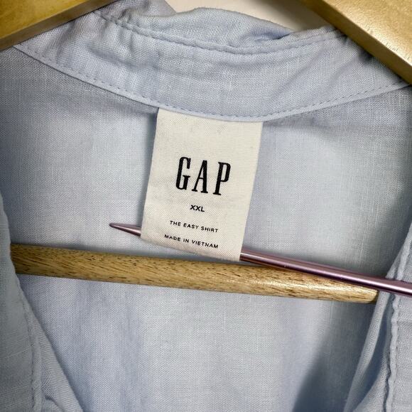 Gap The Easy Shirt Womens Size XXL Light Blue Linen Cotton Button Up Lightweight - Picture 2 of 6